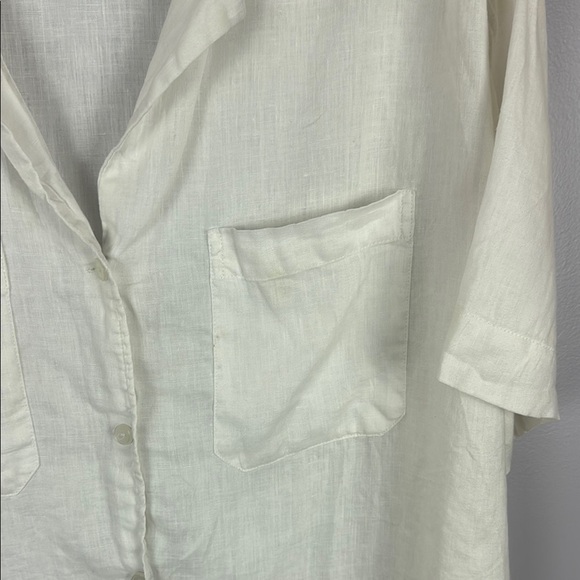 H&M 100% Linen White Blouse Short-Sleeved Relaxed Fit Size XXL - Picture 7 of 10